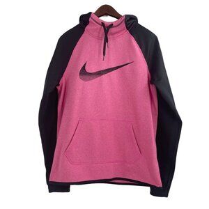 Nike Pink Black Therma-Fit Pullover Hoodie Sweatshirt Womens Size Medium